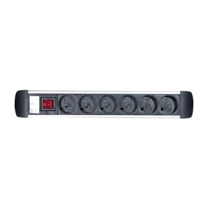 Regleta de 6 tomas francesas CEE 7/5 con interruptor de 1,6 metros de longitud