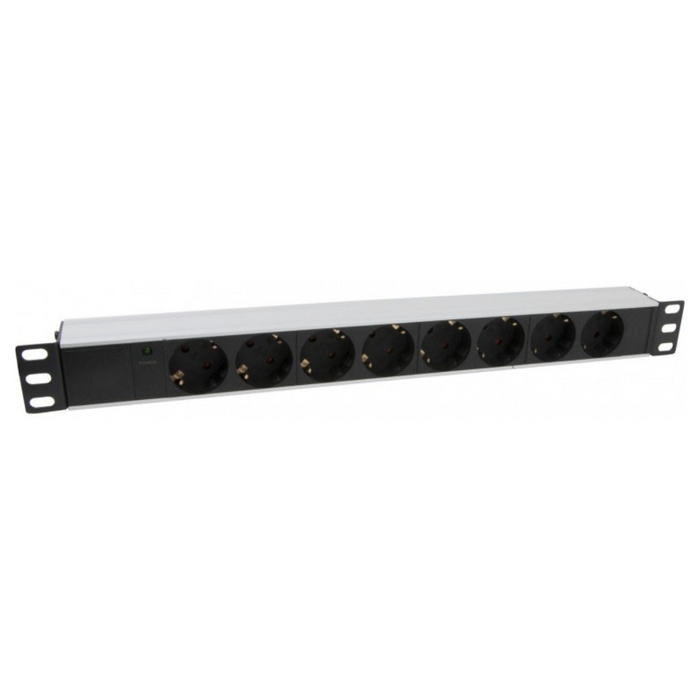 Regleta RACK de 19" 1U 8 schukos con led. Cable 2 metros schuko CEE7