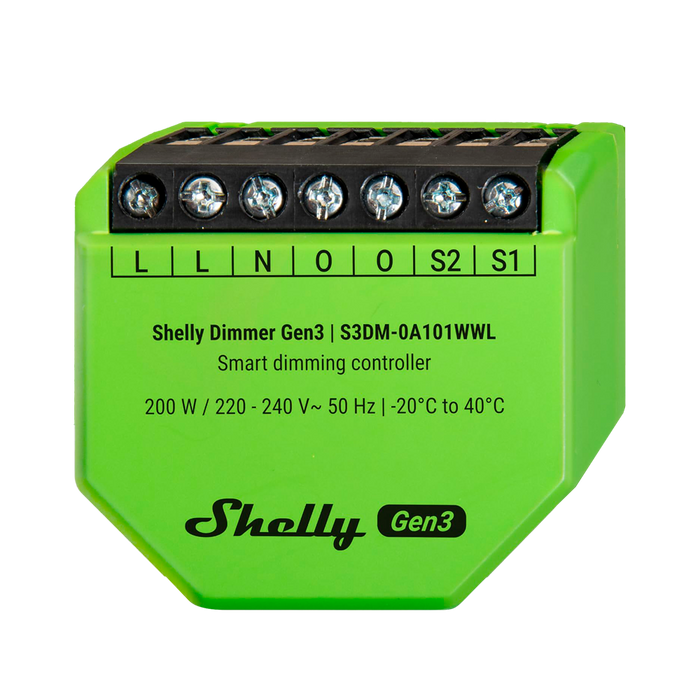 Regulador de Luz WiFi Shelly Dimmer Gen3 – Sin Neutro