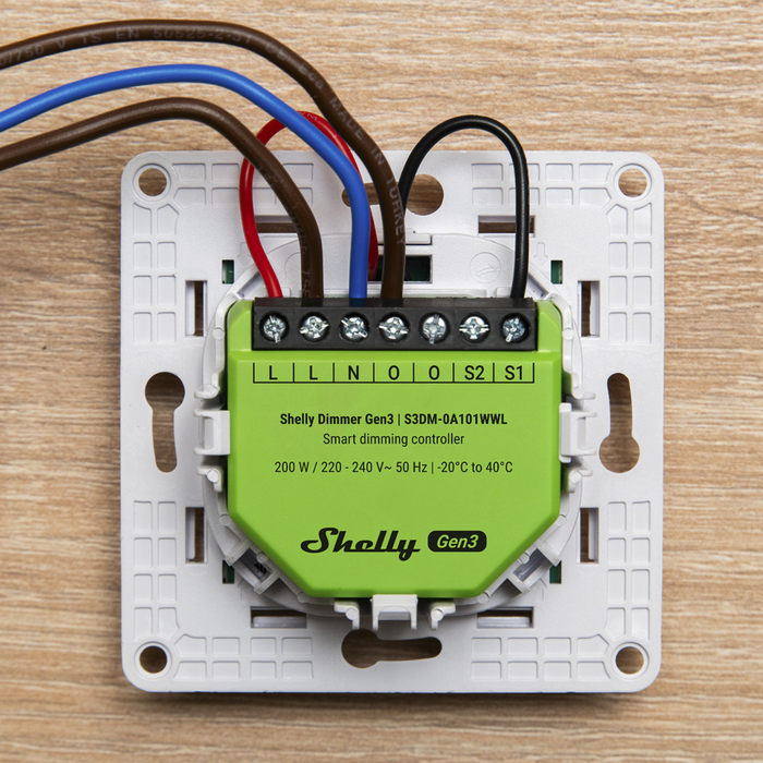 Regulador de Luz WiFi Shelly Dimmer Gen3 – Sin Neutro