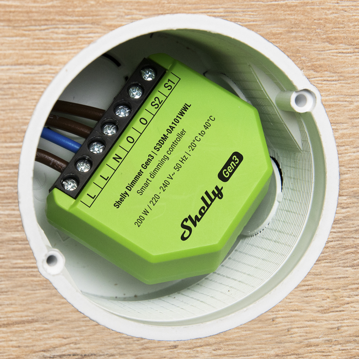 Regulador de Luz WiFi Shelly Dimmer Gen3 – Sin Neutro