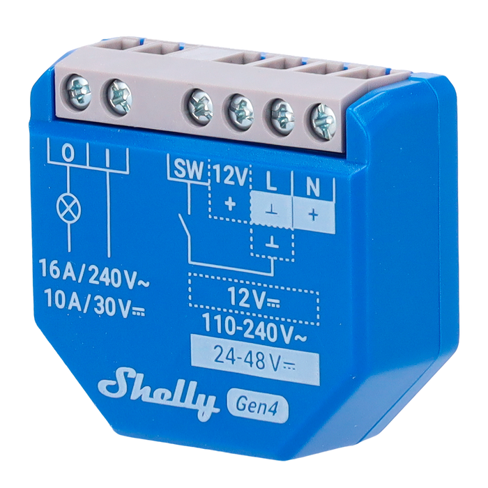 Relé Shelly 1 Gen4 Contacto Seco 16 A con WiFi, Zigbee y Matter