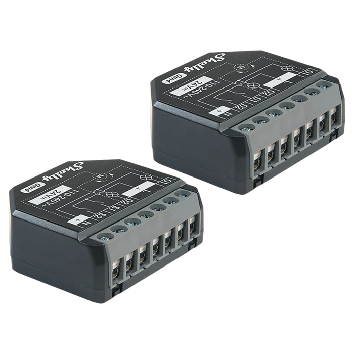 Relé Shelly 2PM Gen4 (Pack 2) para Persianas y Toldos con Medición de Consumo