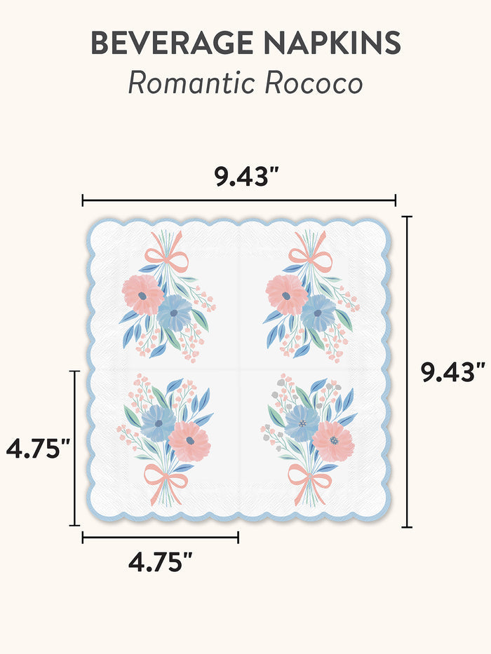Romantic Rococo Scalloped Beverage Napkins