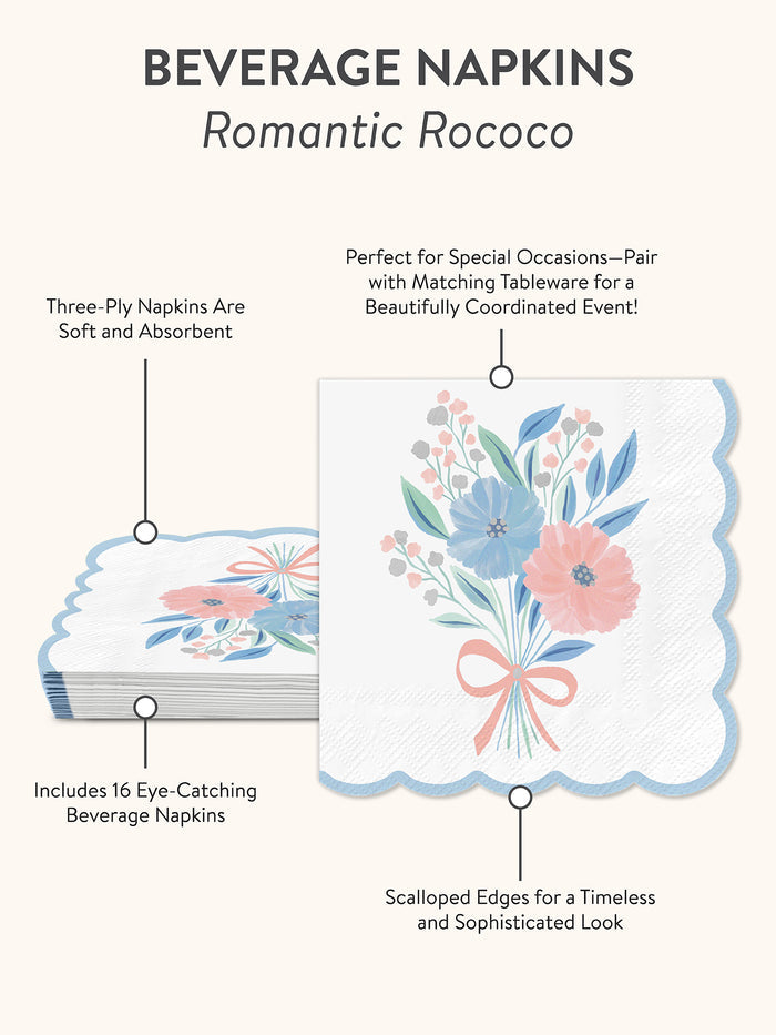 Romantic Rococo Scalloped Beverage Napkins