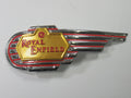 Royal Enfield gas tank emblem left side only stamped metal tank badge