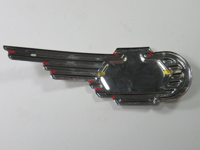 Royal Enfield gas tank emblem left side only stamped metal tank badge