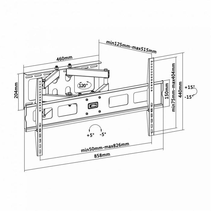 Soporte de pared  TV de 37 a 90 giratorio, inclinable y nivelable en color negro