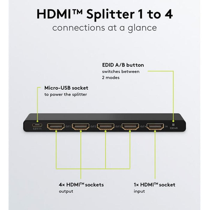 Splitter Divisor HDMI 1 a 4 Salidas 4K 60 Hz, Goobay