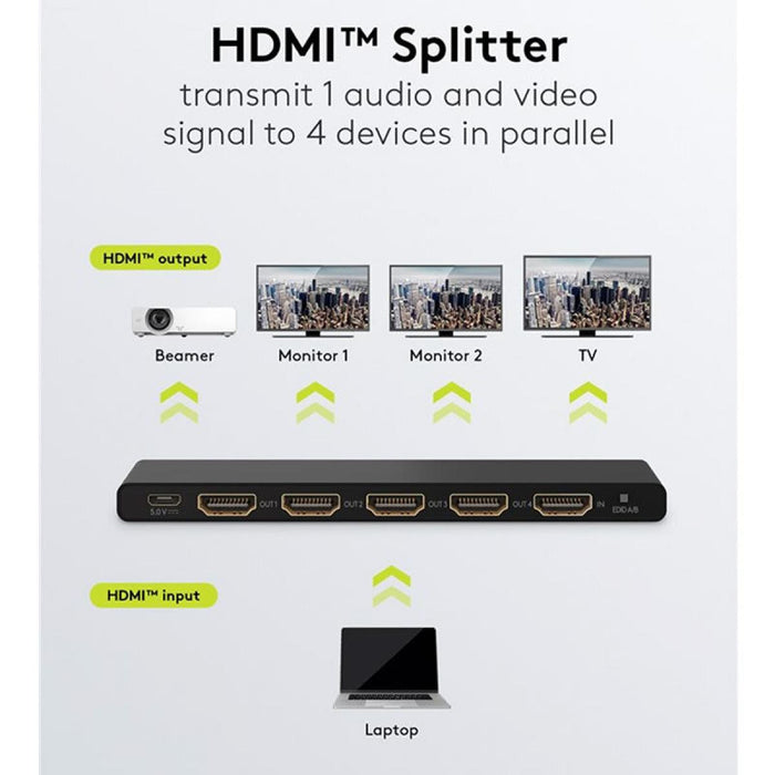 Splitter Divisor HDMI 1 a 4 Salidas 4K 60 Hz, Goobay