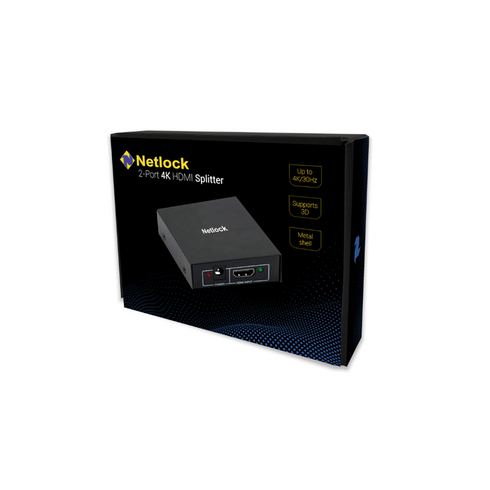 Splitter HDMI 1x2 4k 30hz metálico con alimentador