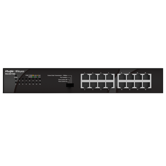 Switch No Gestionable 16 Puertos Gigabit Sobremesa y Rack RG-ES116G Reyee