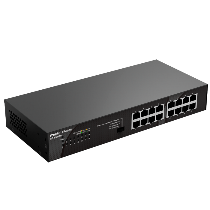 Switch No Gestionable 16 Puertos Gigabit Sobremesa y Rack RG-ES116G Reyee