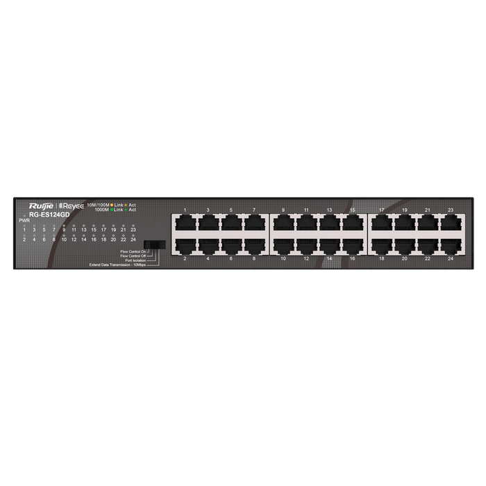 Switch No Gestionable 24 Puertos Gigabit Sobremesa y Rack RG-ES124GD Reyee