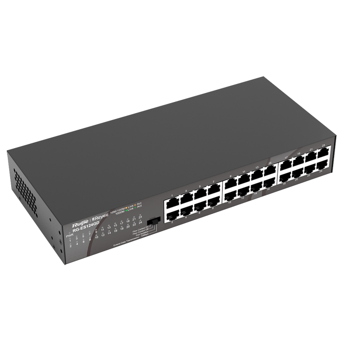Switch No Gestionable 24 Puertos Gigabit Sobremesa y Rack RG-ES124GD Reyee