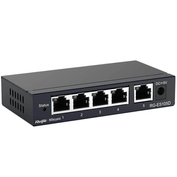 Switch No Gestionable 5 Puertos 10/100 Mbps Carcasa Metal RG-ES105D Reyee