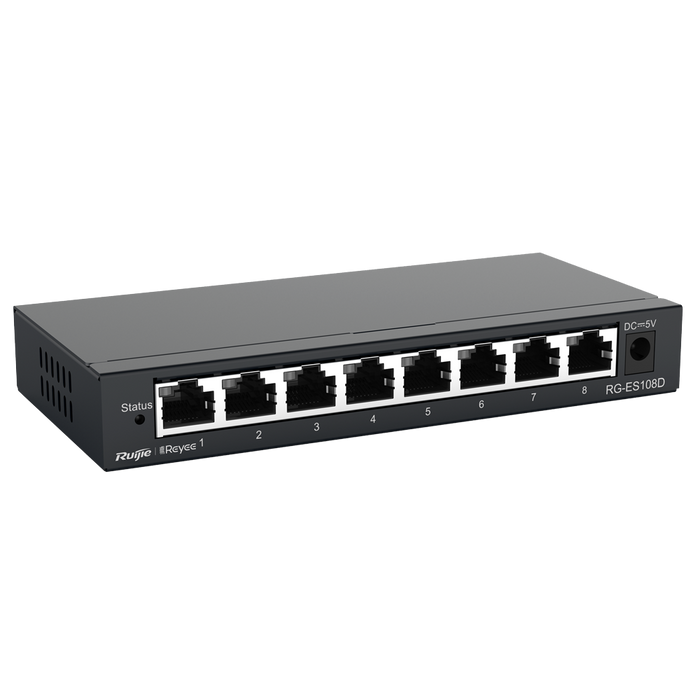 Switch No Gestionable 8 Puertos 10/100 Mbps Carcasa Metal RG-ES108D Reyee