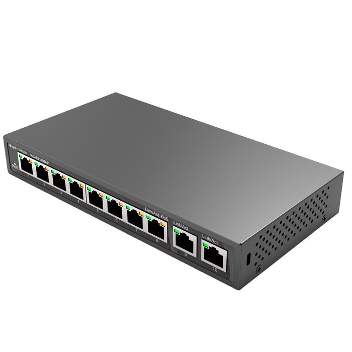 Switch PoE+ 8 Puertos 10/100 Mbps + 2 Uplink Gigabit 110W RG-ES110D-P Reyee