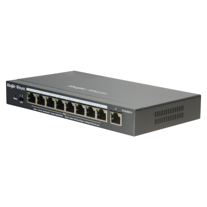 Switch PoE+ Cloud Gestionable 8 Puertos + 1 Uplink Gigabit 120W RG-ES209GC-P Reyee