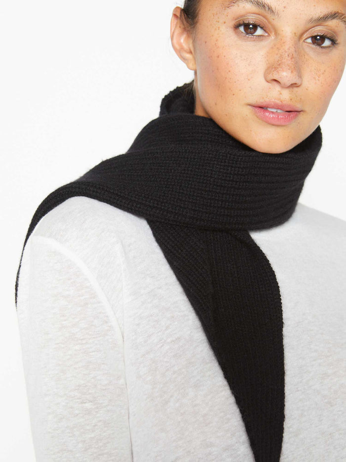 Cashmere black neck tie front view