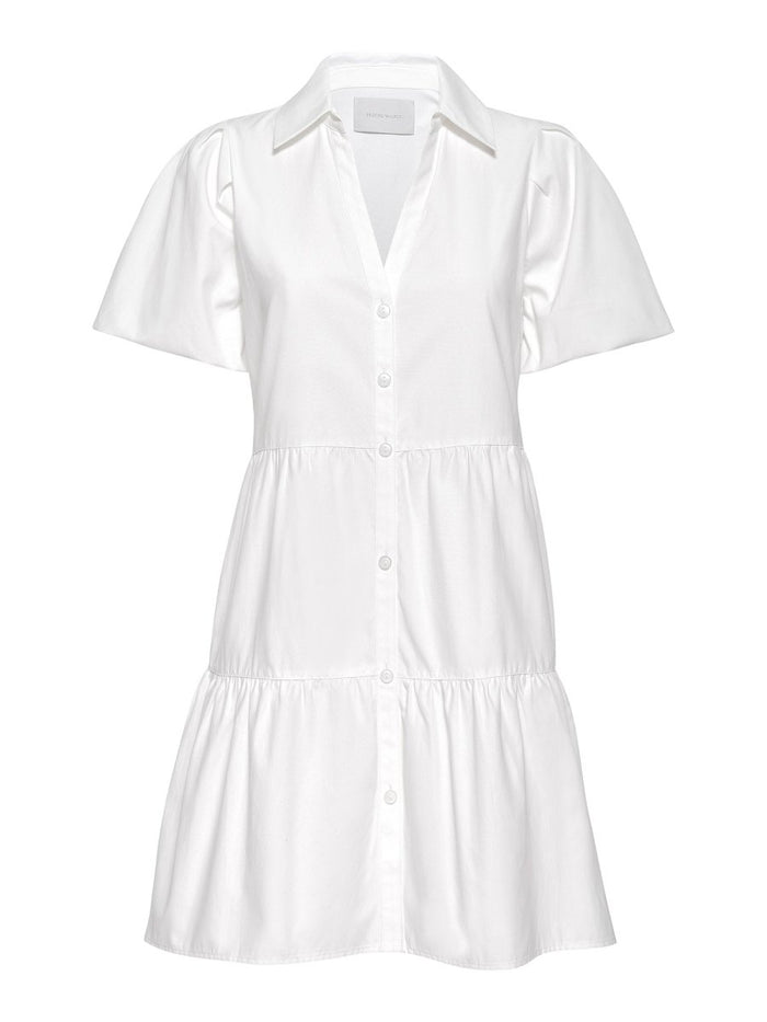 Havana tiered white mini dress flat view