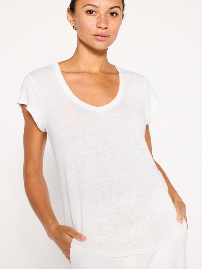 Koda tee in salt white, a relaxed-fit short-sleeve V-neck t-shirt.