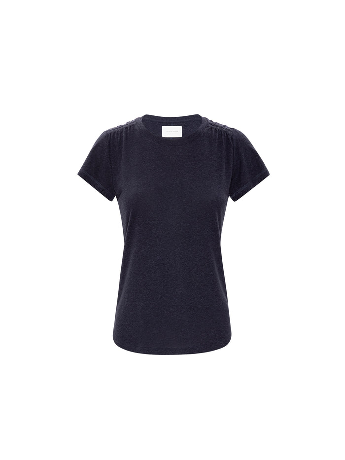 Remy short-sleeve crewneck tee in navy, shown flat against a white background