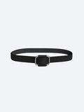 Saddle black leather buckle belt front view