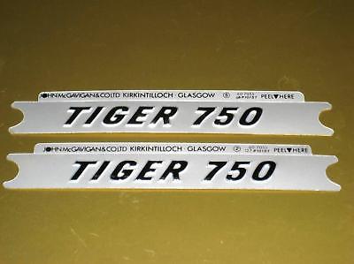 Triumph Tiger 750 side cover decals UK embossed silver decal set 60-7055