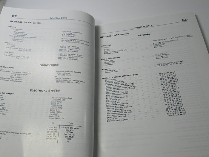 Triumph Workshop Manual 750 T140V T140E TR7V 99-0983 book catalog