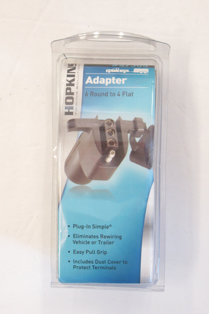 Truck to trailer plug adapter 6-way round to 4-way flat towing 41-0090