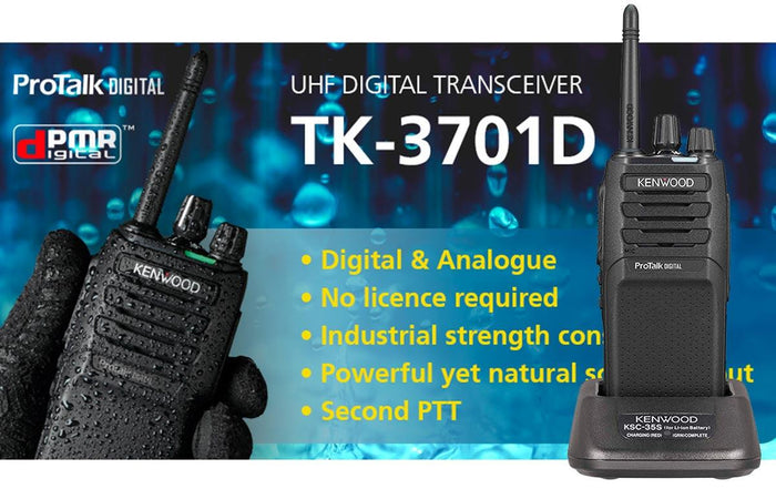 Walkie analógico y digital PMR446 Kenwood TK-3701D de uso libre